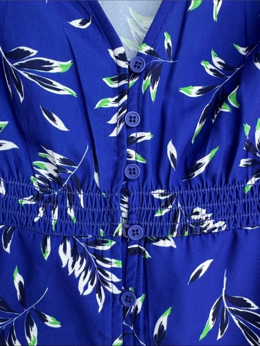 French Connection Royal Blue Floral V-Neck Mini Dress - Picture 2 of 2